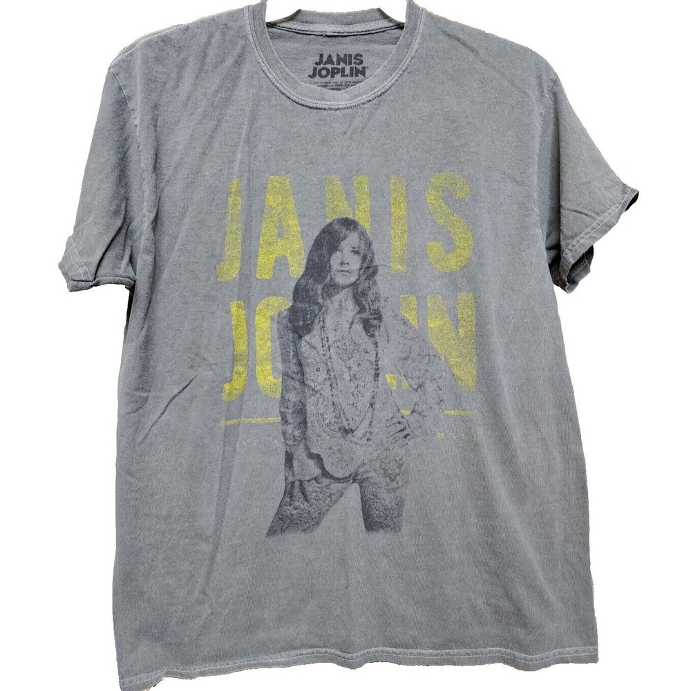 Janis Joplin Gray T-Shirt Size M/L Retro 60's Rock Band